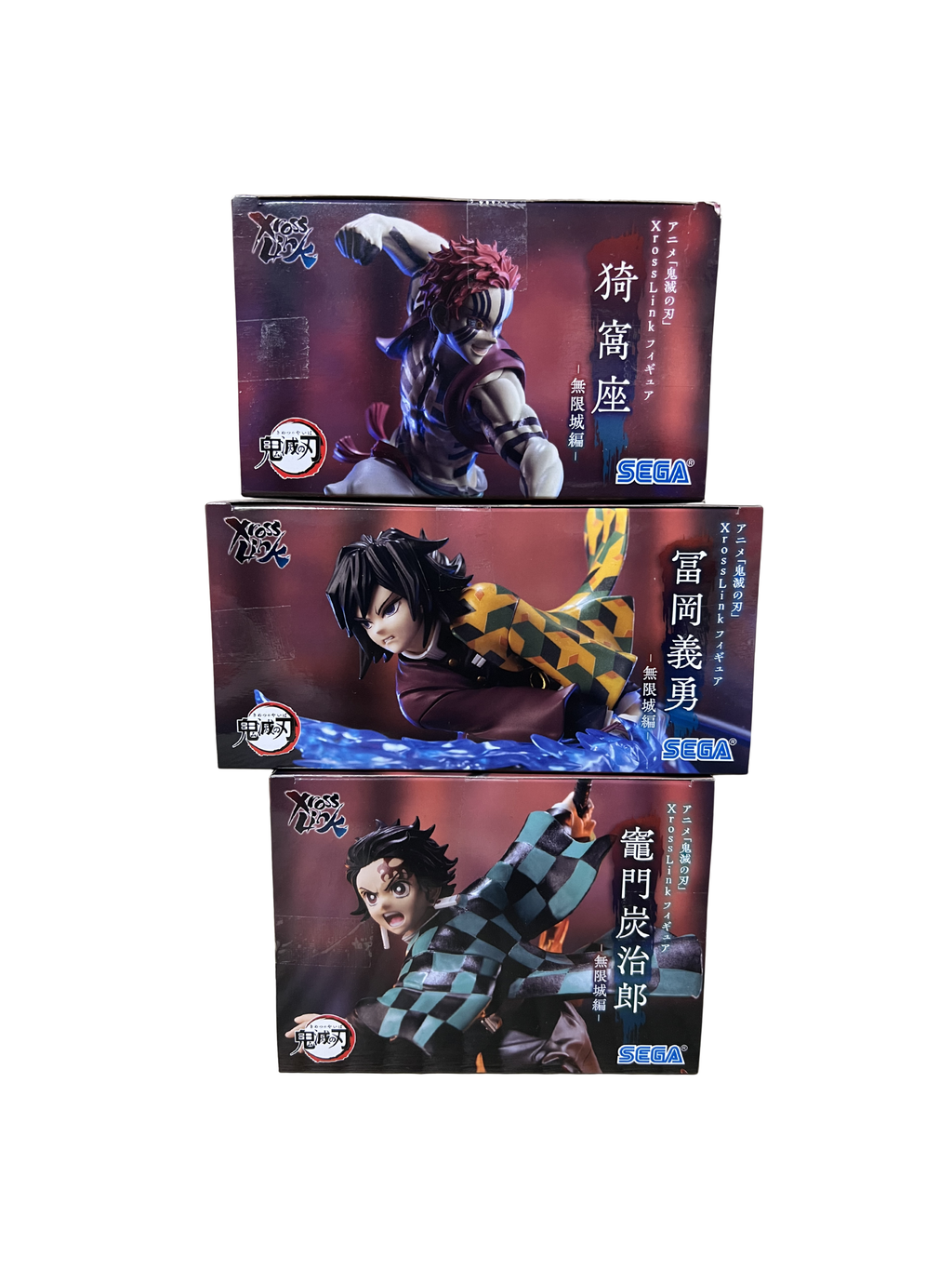 Kimetsu No Yaiba Xross Link Set 3 Figuras Tanjiro Giyu Akaza SEGA